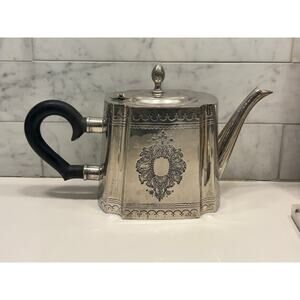 Vintage Antique George III Georgian Style Etched Silverplate Tea Pot Silver
